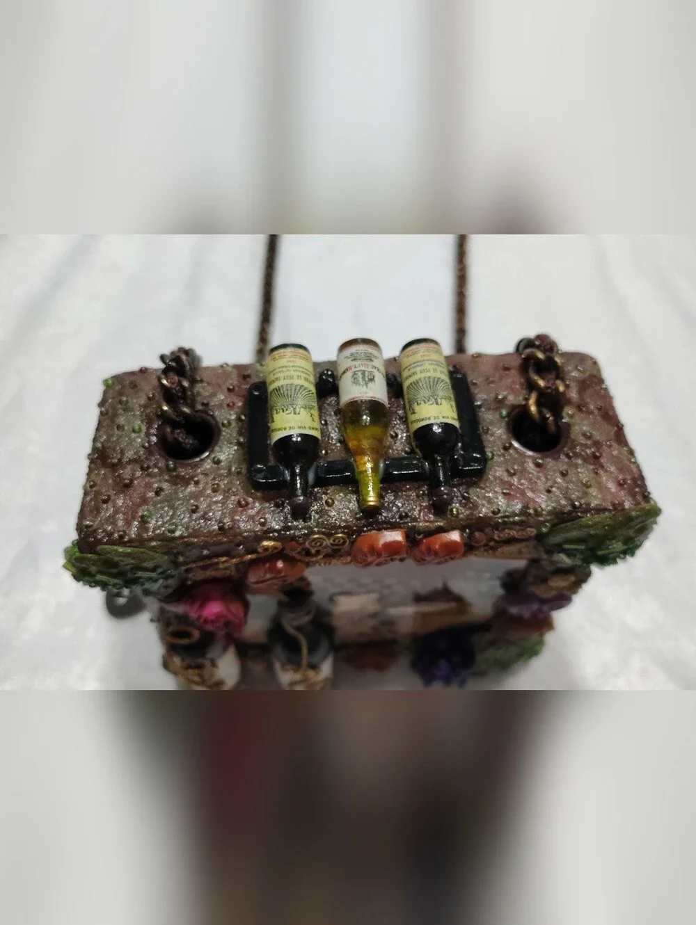 Mary Fraces Wine-themed Emblished Box Crosboodybag 3D Dimensional